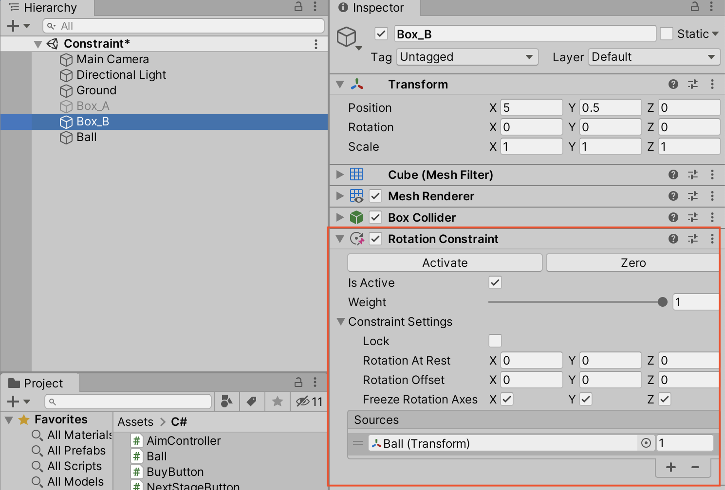 （Unity）親子関係を使わずに、position、rotation、scaleを追随させる方法（Constraint） monopro キッズ・プログラミング道場